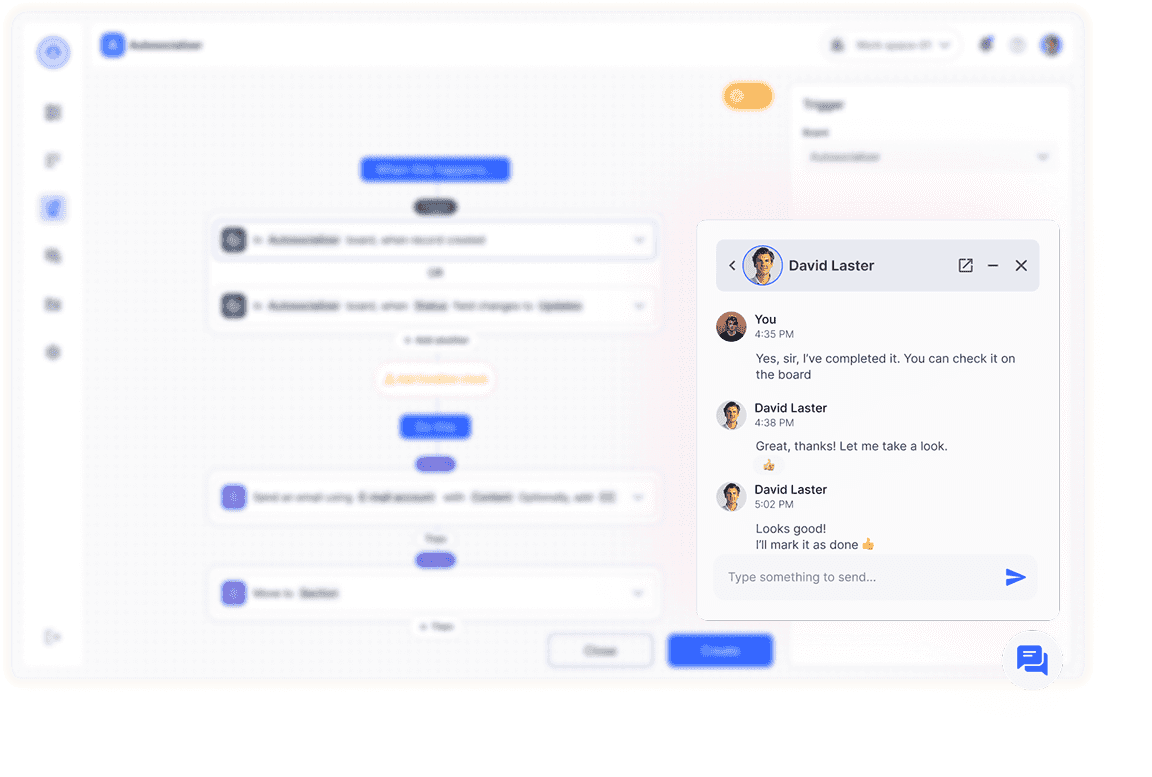 Floating Chat Interface Showing Messages in Workspace